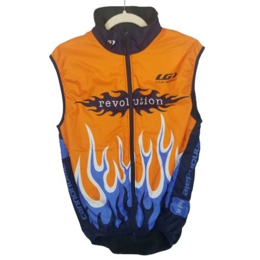 Louis Garneau Mens Small Orange Revolution Bike Cycling Jersey Full Zip Athletic
